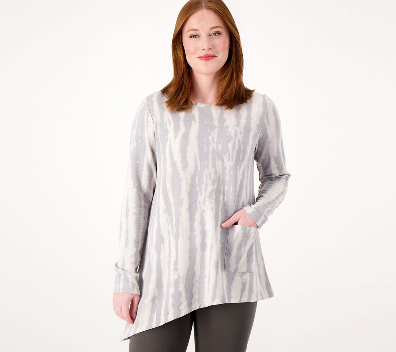 LOGO Lounge by Lori Goldstein Printed Brushed French Terry Top — View 5