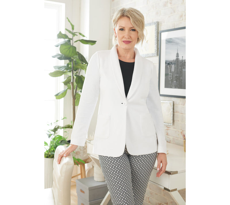 Susan Graver Weekend Petite Marina Knit Blazer — View 21