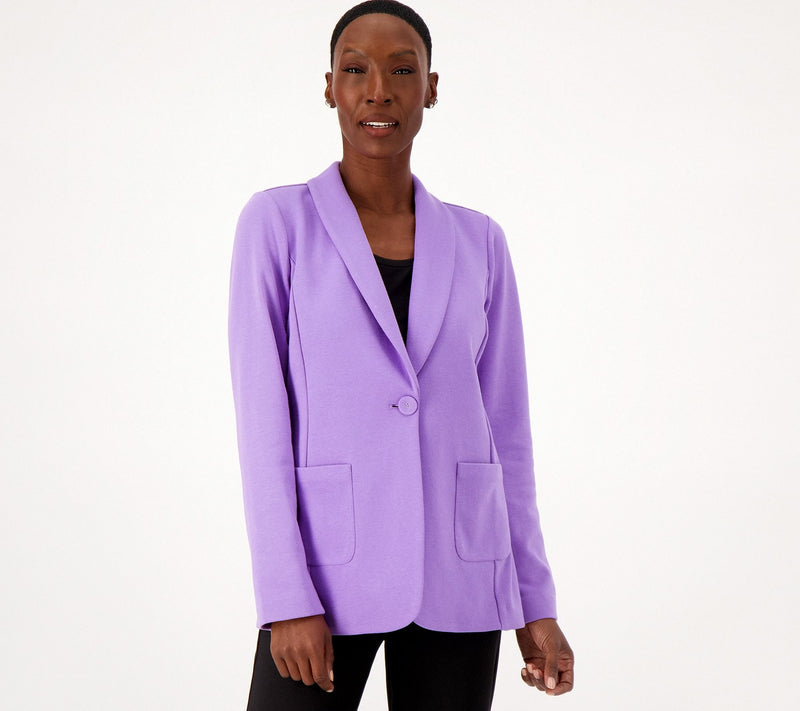 Susan Graver Weekend Petite Marina Knit Blazer — View 3