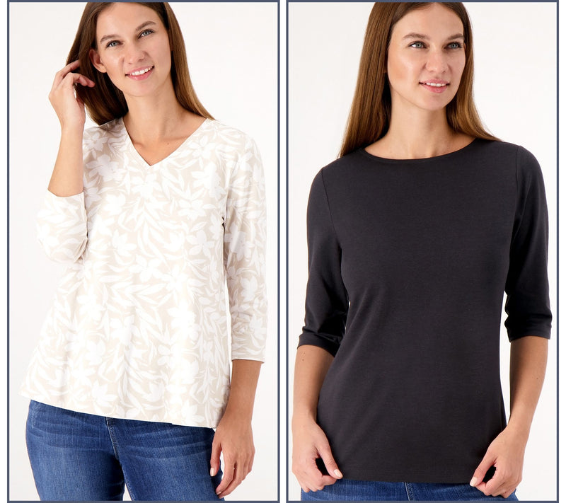 Denim & Co. Essentials Favorite Jersey Set of Two Knit Tops — View 11