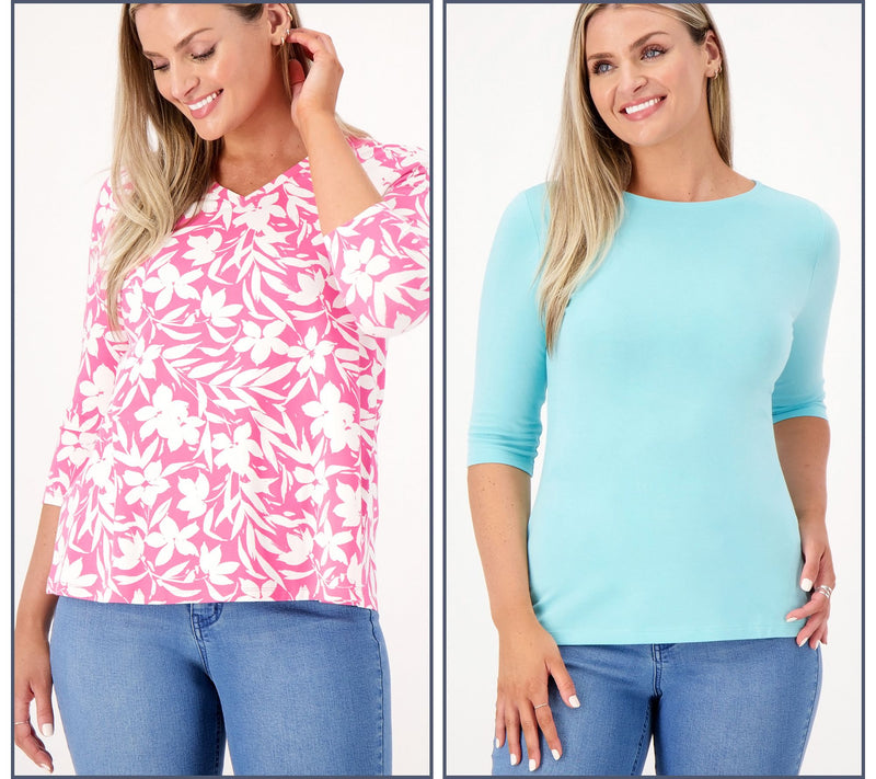 Denim & Co. Essentials Favorite Jersey Set of Two Knit Tops — View 3