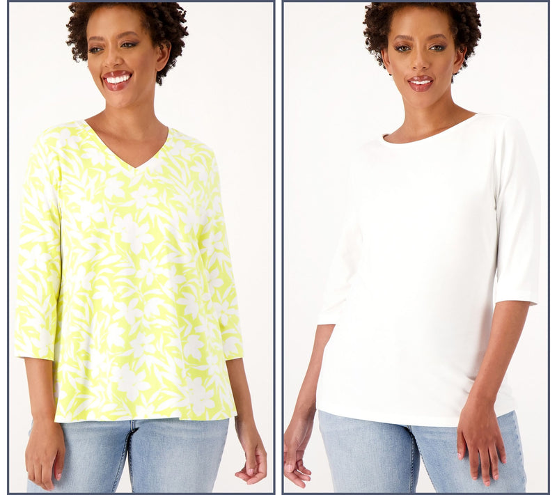Denim & Co. Essentials Favorite Jersey Set of Two Knit Tops — View 5