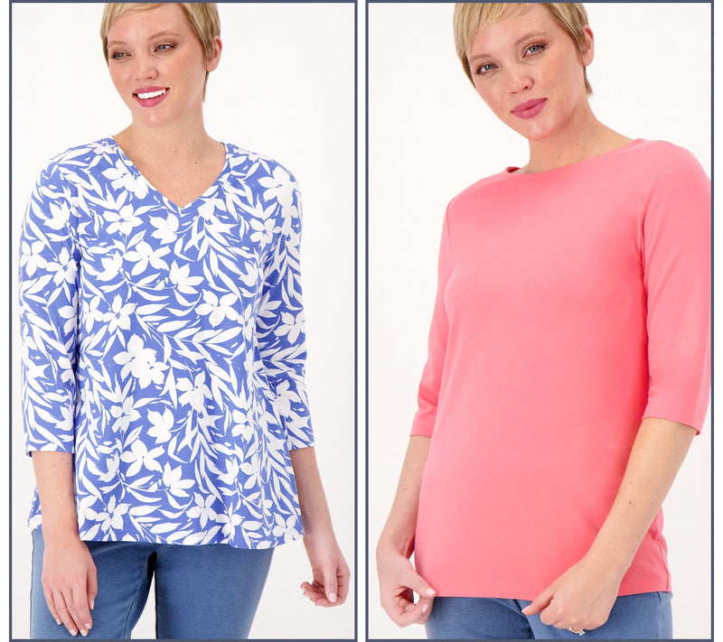 Denim & Co. Essentials Favorite Jersey Set of Two Knit Tops — View 7