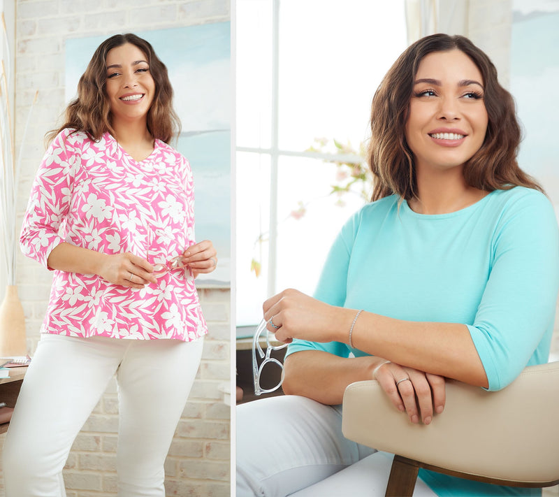 Denim & Co. Essentials Favorite Jersey Set of Two Knit Tops — View 17