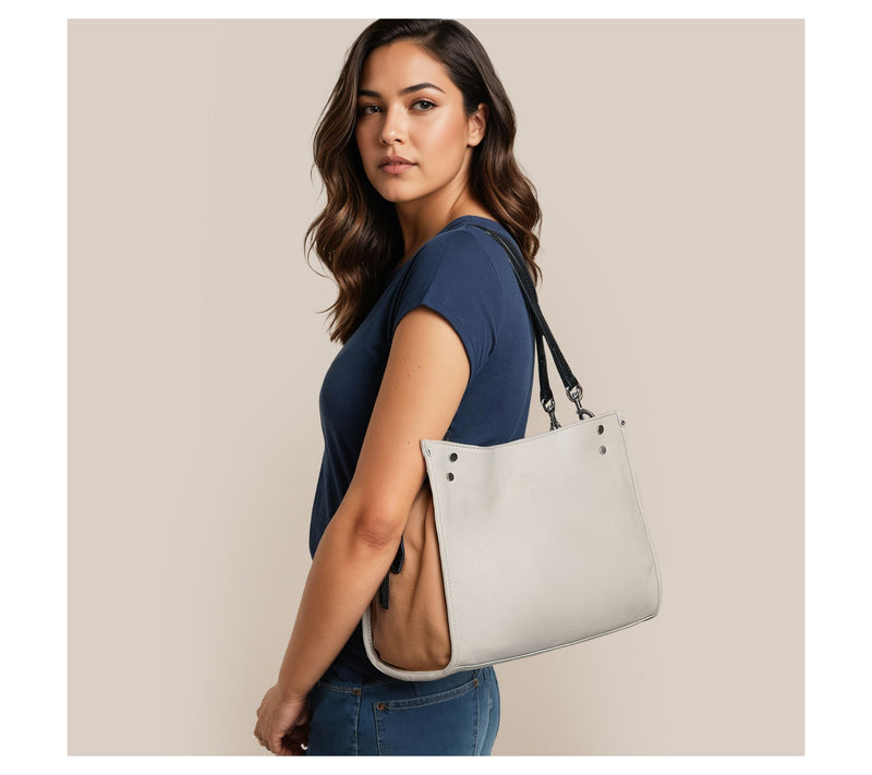 American Leather Co. Lenox Triple Entry Leather Satchel — View 108