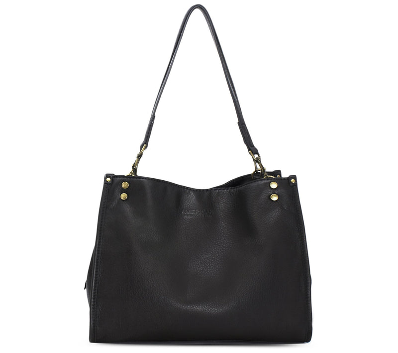 American Leather Co. Lenox Triple Entry Leather Satchel — View 33