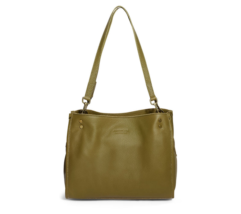 American Leather Co. Lenox Triple Entry Leather Satchel — View 85