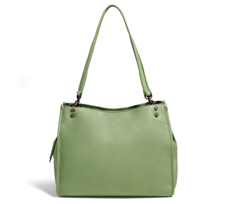 American Leather Co. Lenox Triple Entry Leather Satchel — View 21