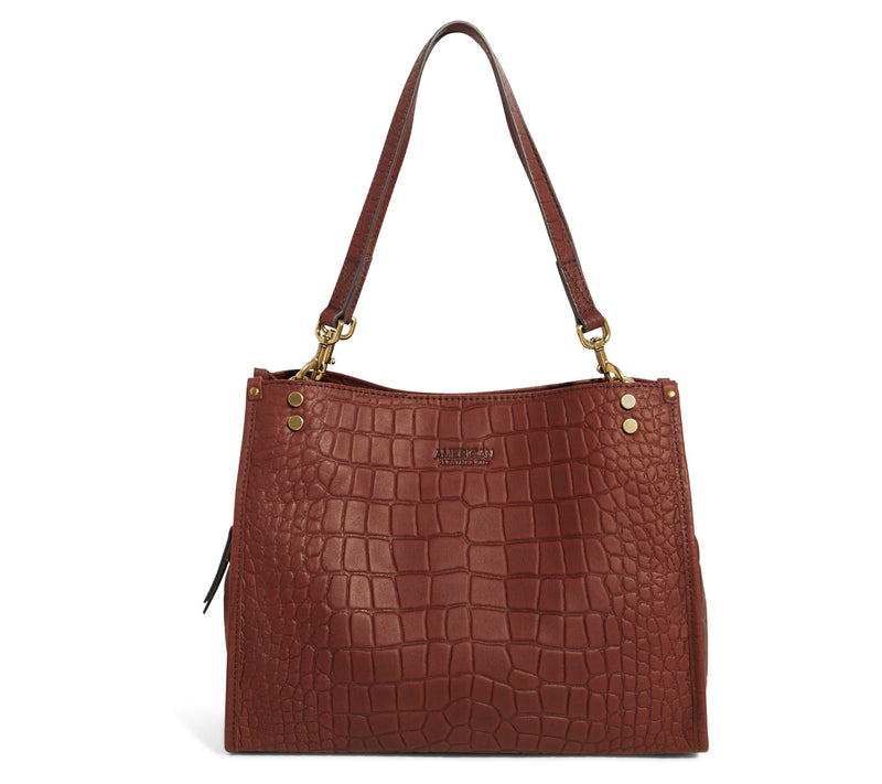 American Leather Co. Lenox Triple Entry Leather Satchel — View 35