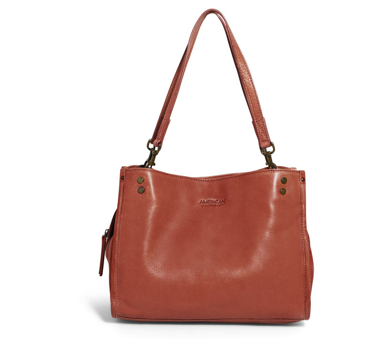 American Leather Co. Lenox Triple Entry Leather Satchel — View 49