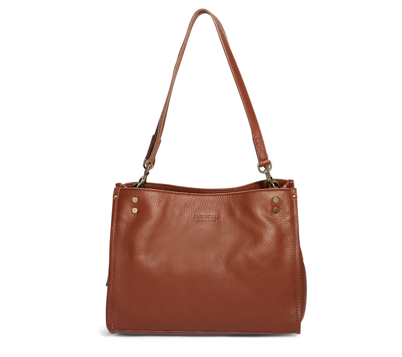 American Leather Co. Lenox Triple Entry Leather Satchel — View 61