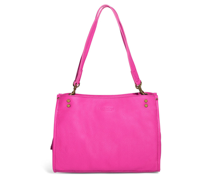 American Leather Co. Lenox Triple Entry Leather Satchel — View 73