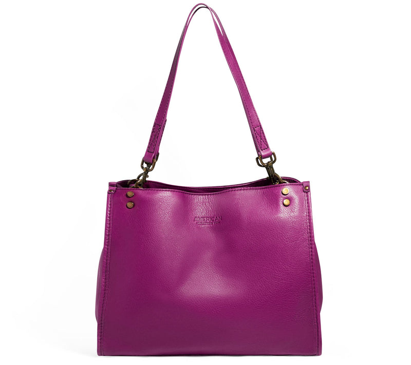 American Leather Co. Lenox Triple Entry Leather Satchel — View 3