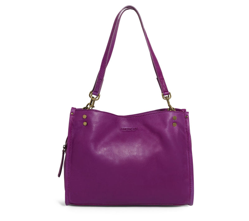 American Leather Co. Lenox Triple Entry Leather Satchel — View 55