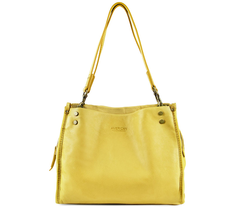 American Leather Co. Lenox Triple Entry Leather Satchel — View 19