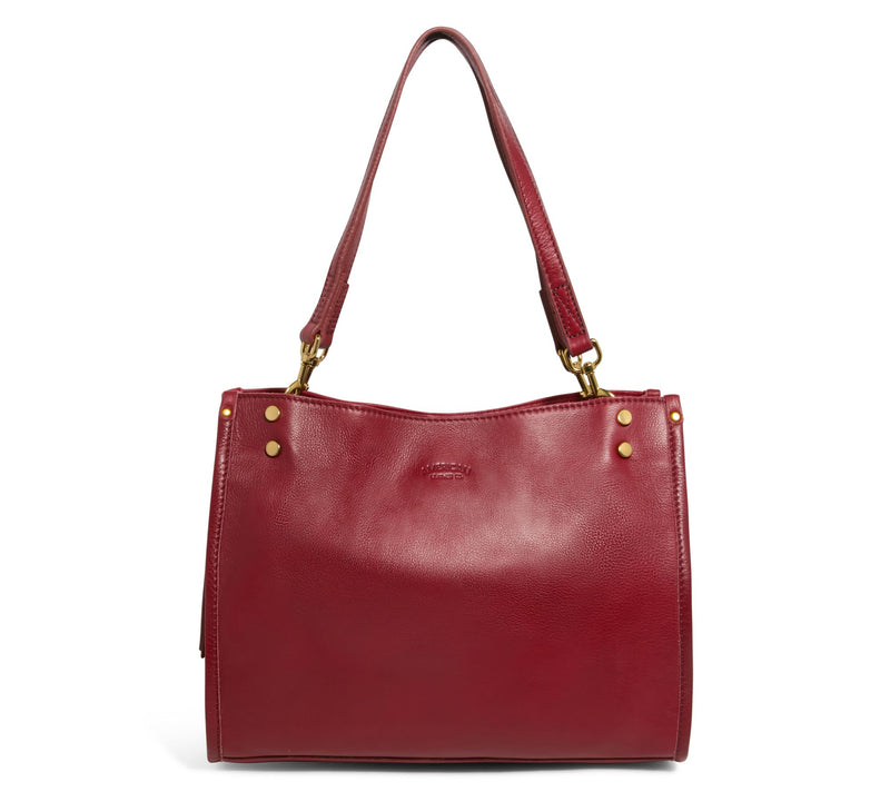 American Leather Co. Lenox Triple Entry Leather Satchel — View 101