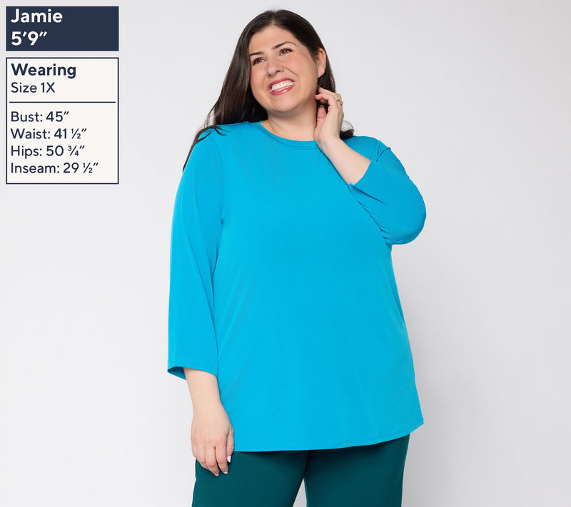 Susan Graver Modern Essentials Pet Liquid Knit Crew Neck Top — View 18