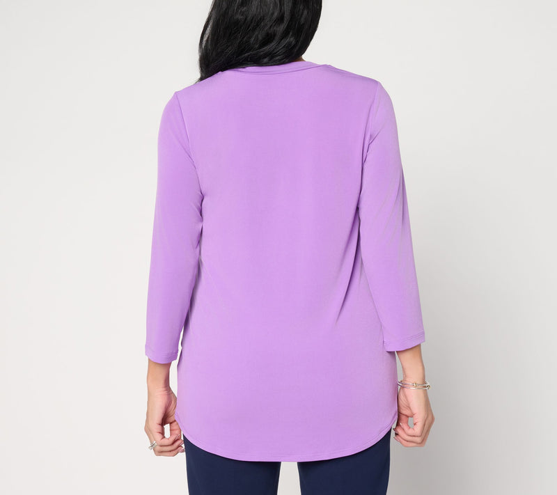 Susan Graver Modern Essentials Pet Liquid Knit Crew Neck Top — View 20