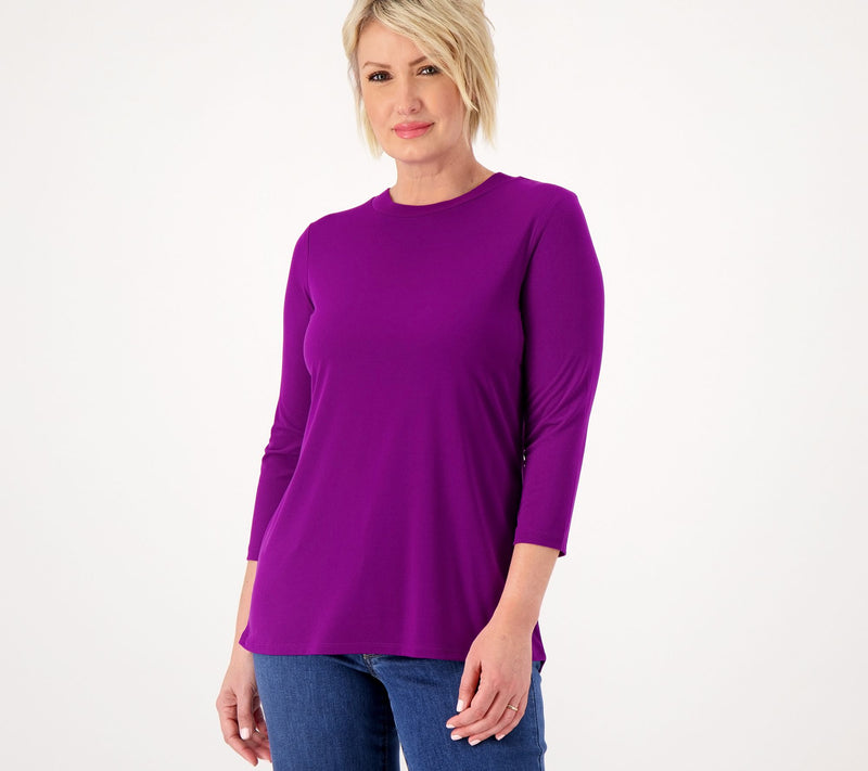 Susan Graver Modern Essentials Pet Liquid Knit Crew Neck Top — View 5