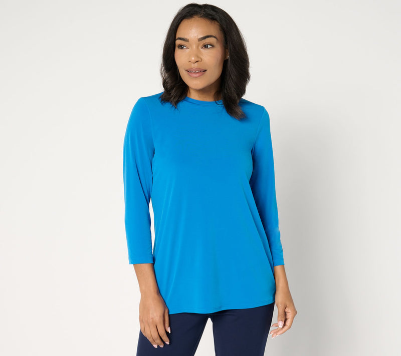 Susan Graver Modern Essentials Pet Liquid Knit Crew Neck Top — View 11