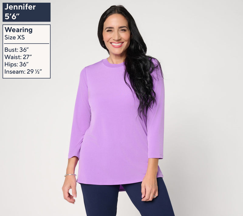 Susan Graver Modern Essentials Pet Liquid Knit Crew Neck Top — View 19