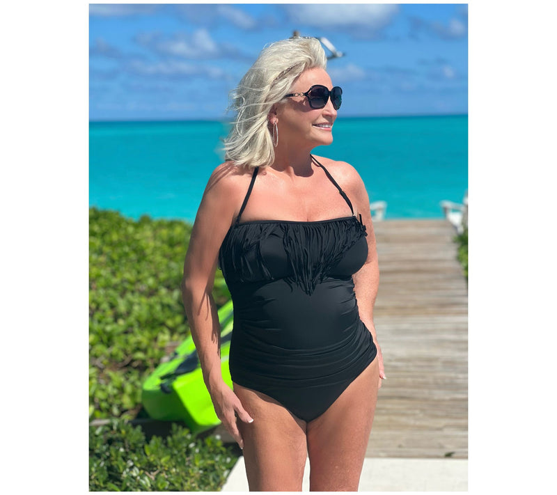 Kim Gravel x Swimsuits For All Fringe One-Piece w/ Removable Strap — View 9