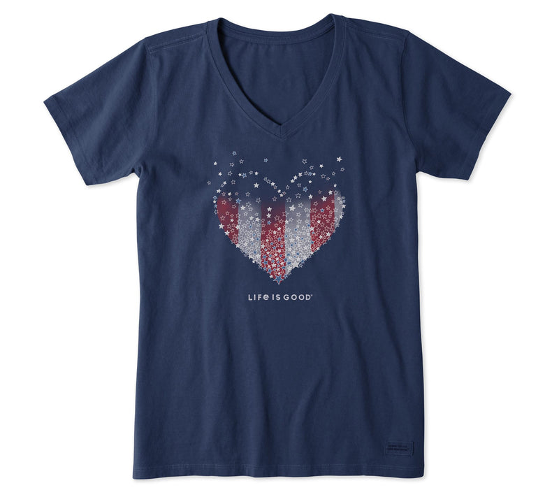 Life is Good Womens Heart Stars and Stripes Crusher Knit Tee — View 3