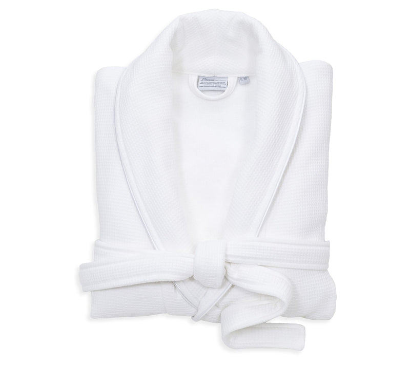 Linum Home Textiles Waffle Terry Bathrobe w/ Satin Piped Trim — View 7