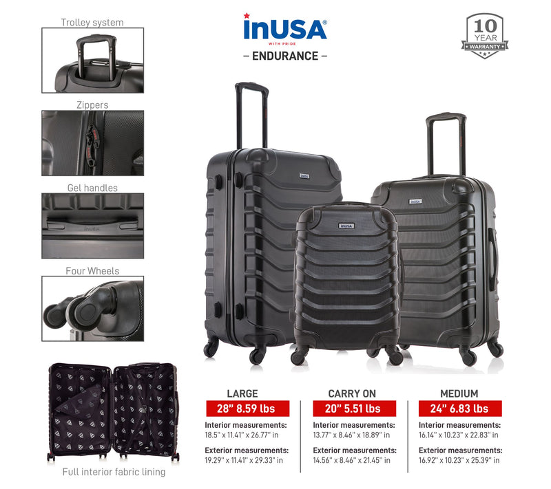 Dukap InUSA Endurance 3-Piece Hardeside SpinnerLuggage Set — View 9