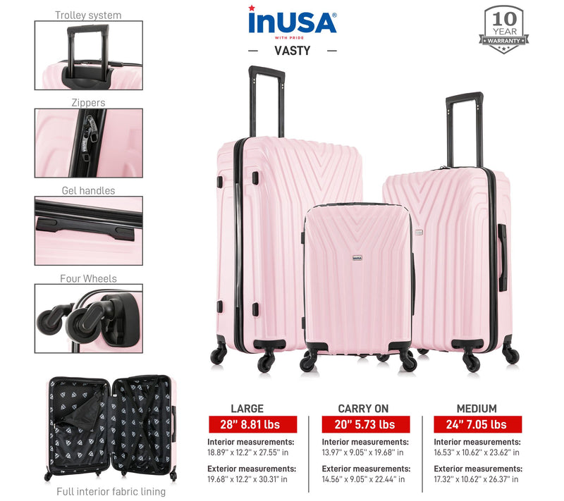 InUsa Vasty Lightweight Hardside Spinner 3-PC Luggage Set — View 16