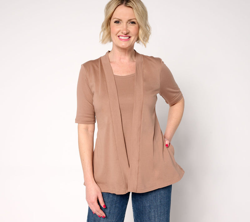 Isaac Mizrahi Live! Essentials Pima Cotton Layered Look — View 18