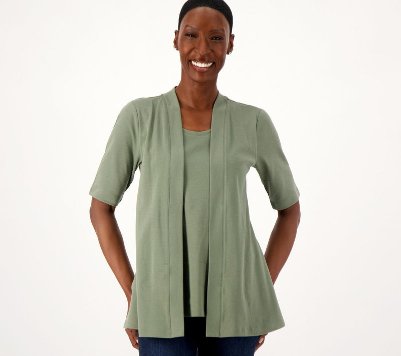 Isaac Mizrahi Live! Essentials Pima Cotton Layered Look — View 19