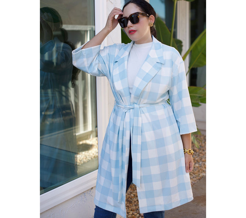 Girl With Curves Regular 3/4-Sleeve Wrap Coat with Tie Waist — View 8