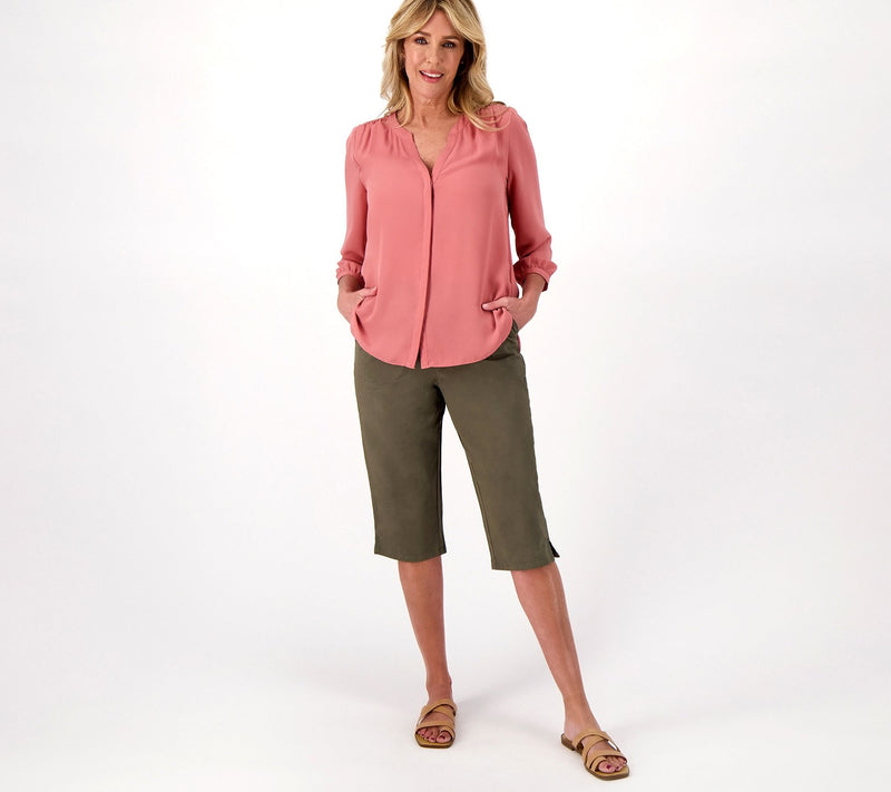 Denim & Co. EasyWear Twill Petite Relaxed Pull-On Skimmer — View 12