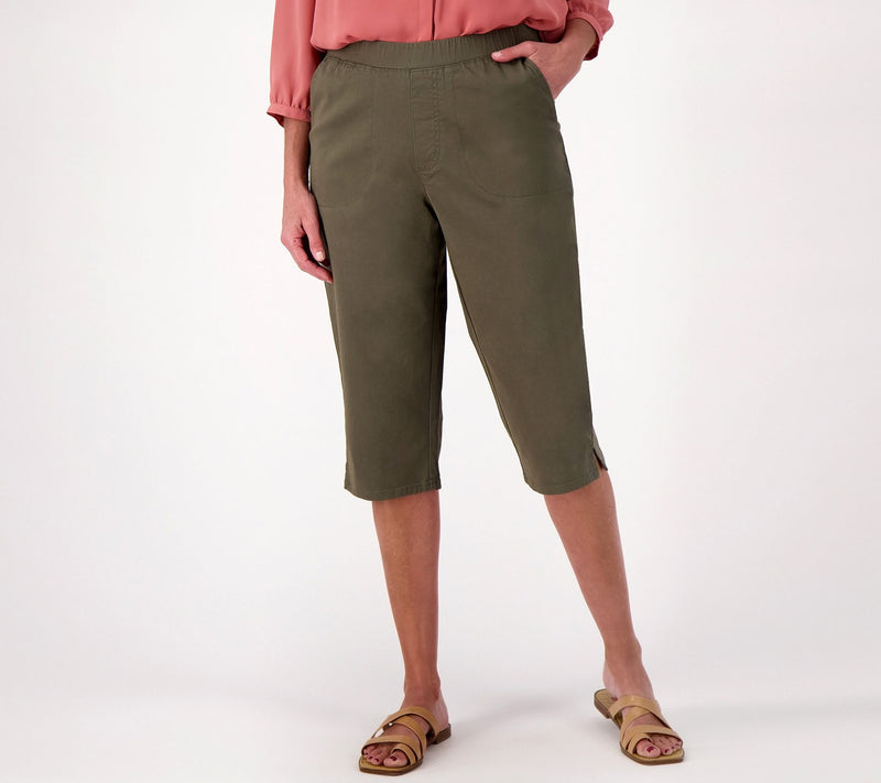 Denim & Co. EasyWear Twill Petite Relaxed Pull-On Skimmer — View 7