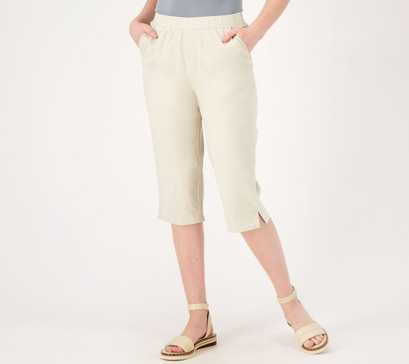 Denim & Co. EasyWear Twill Petite Relaxed Pull-On Skimmer — View 3