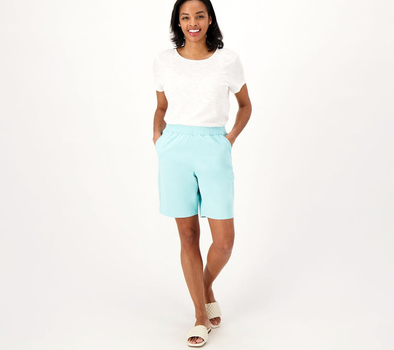 Denim & Co. Petite EasyWear Twill Relaxed Pull On Short — View 11