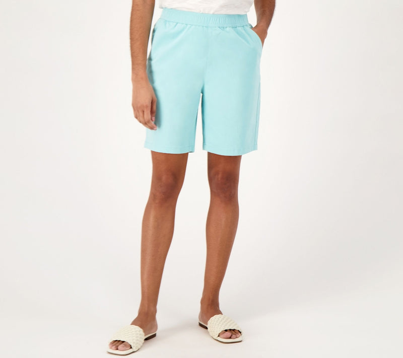 Denim & Co. Petite EasyWear Twill Relaxed Pull On Short — View 5