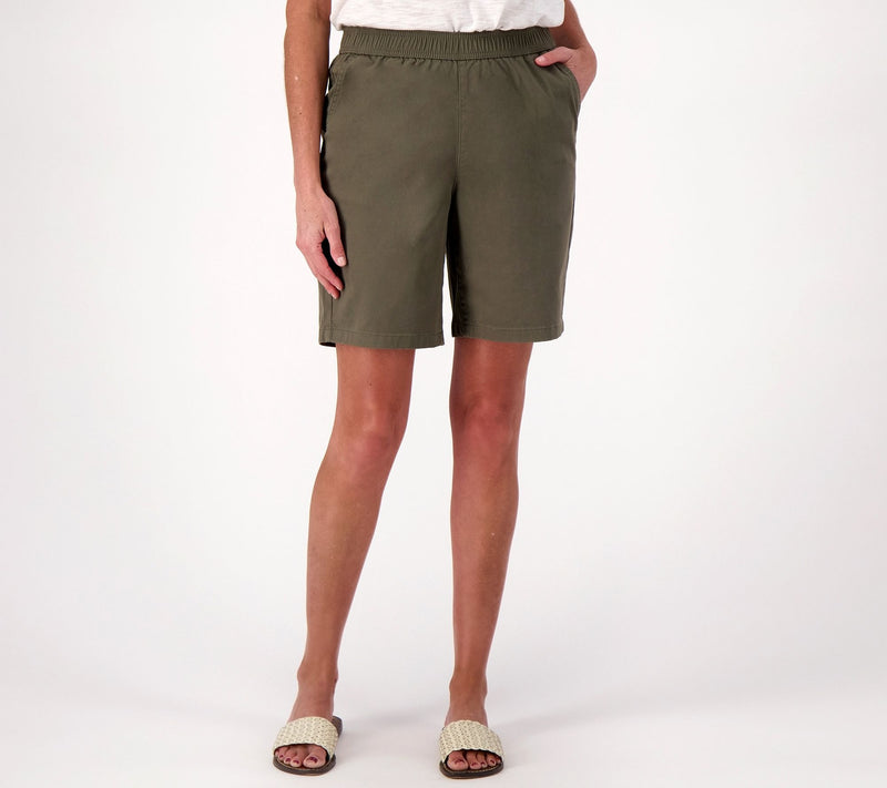 Denim & Co. Petite EasyWear Twill Relaxed Pull On Short — View 3