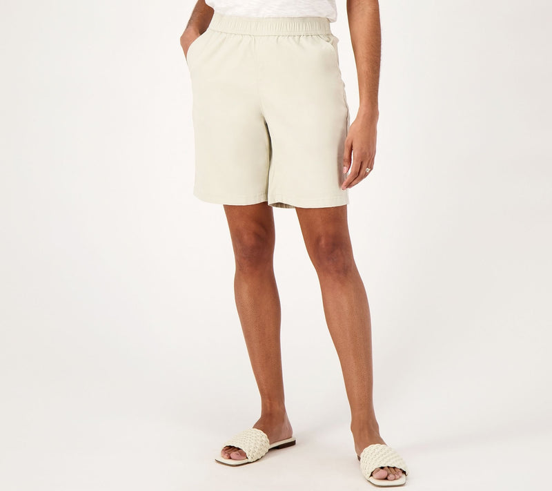 Denim & Co. Petite EasyWear Twill Relaxed Pull On Short — View 7