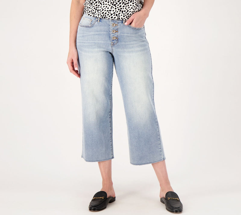 LOGO by Lori Goldstein Tall Wide Leg Jeans with Button Fly — View 11
