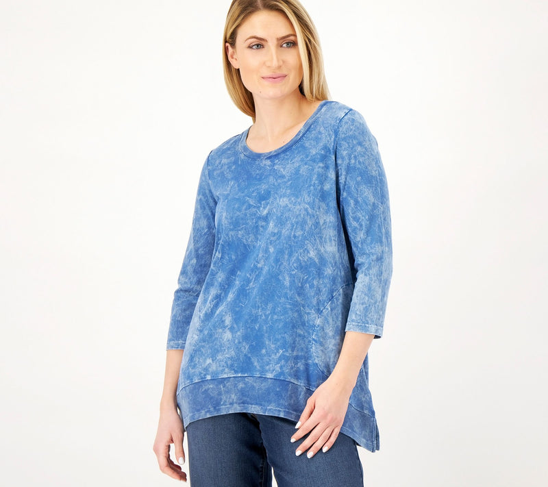LOGO by Lori Goldstein Sun Faded Cotton Top w/ Ribbed Hem — View 9