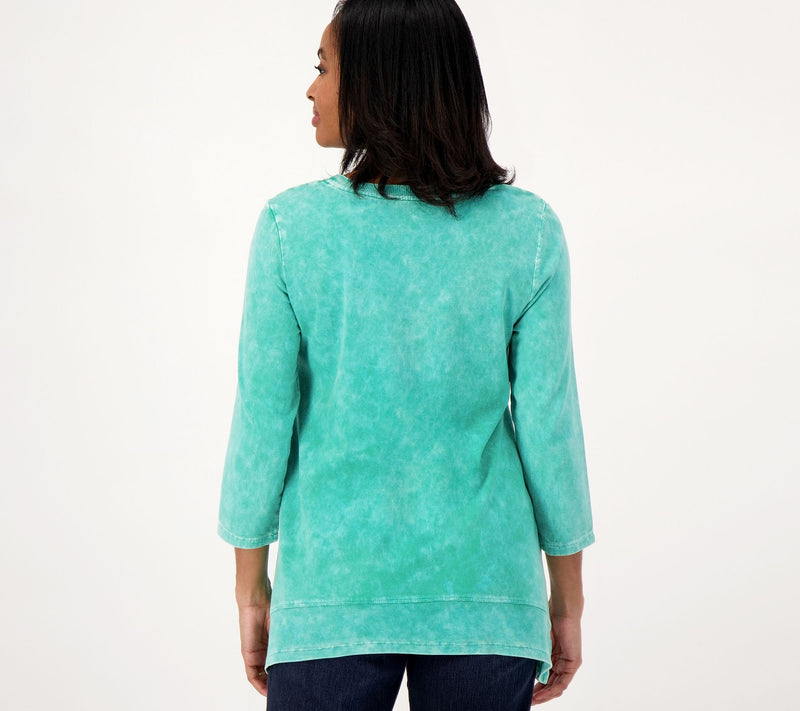 LOGO by Lori Goldstein Sun Faded Cotton Top w/ Ribbed Hem — View 4
