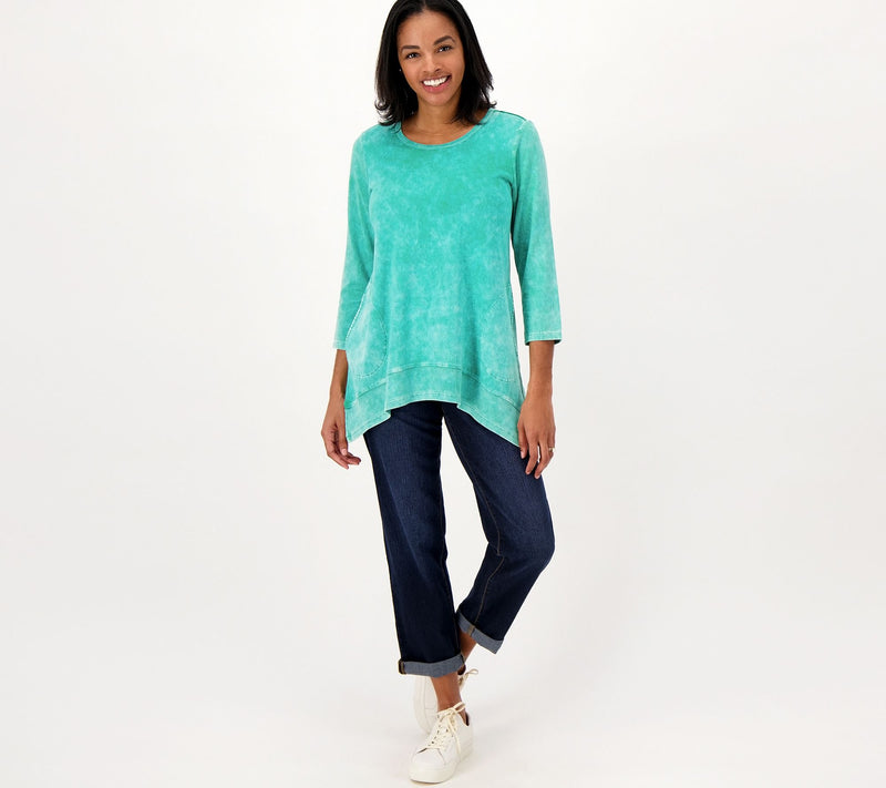LOGO by Lori Goldstein Sun Faded Cotton Top w/ Ribbed Hem — View 5