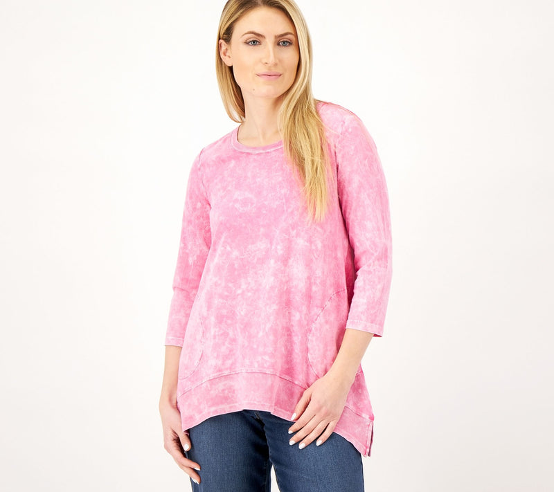 LOGO by Lori Goldstein Sun Faded Cotton Top w/ Ribbed Hem — View 10