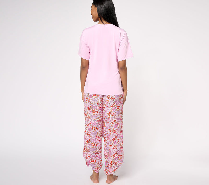 Tolani Collection Relaxed Tee & Side Tie Pants Pajama Set — View 2