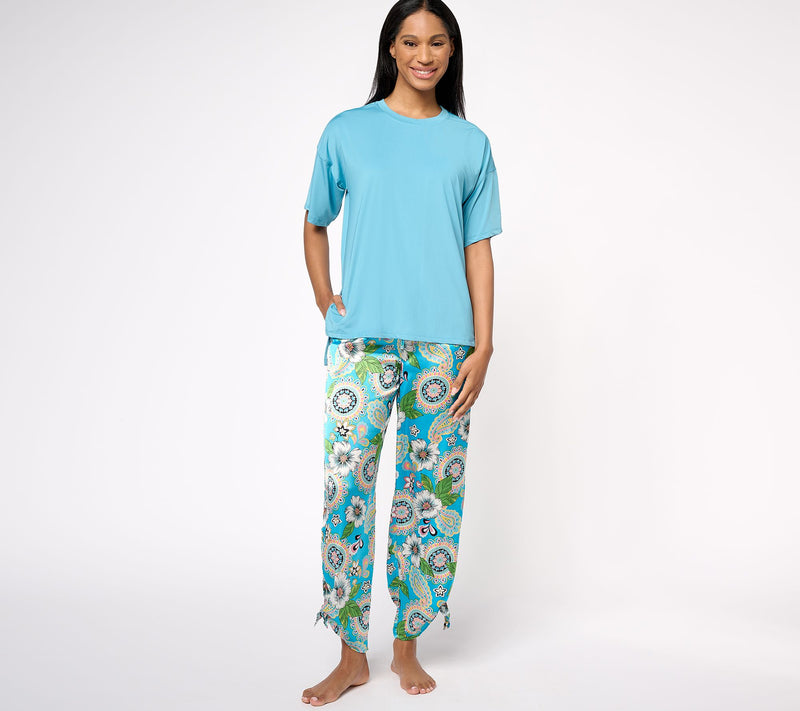Tolani Collection Relaxed Tee & Side Tie Pants Pajama Set — View 10