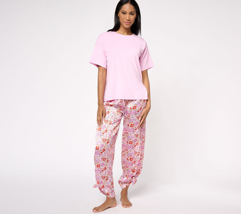 Tolani Collection Relaxed Tee & Side Tie Pants Pajama Set — View 14