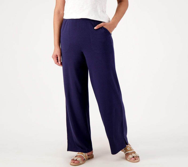 Denim & Co. Beach Jersey Regular Wide Leg Full Length Pant — View 21
