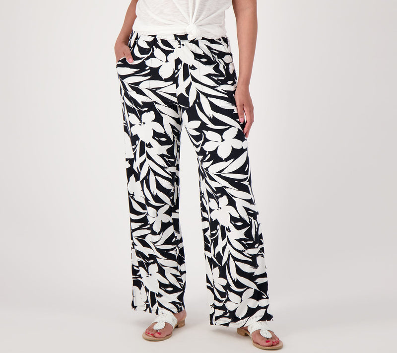 Denim & Co. Beach Jersey Regular Wide Leg Full Length Pant — View 7